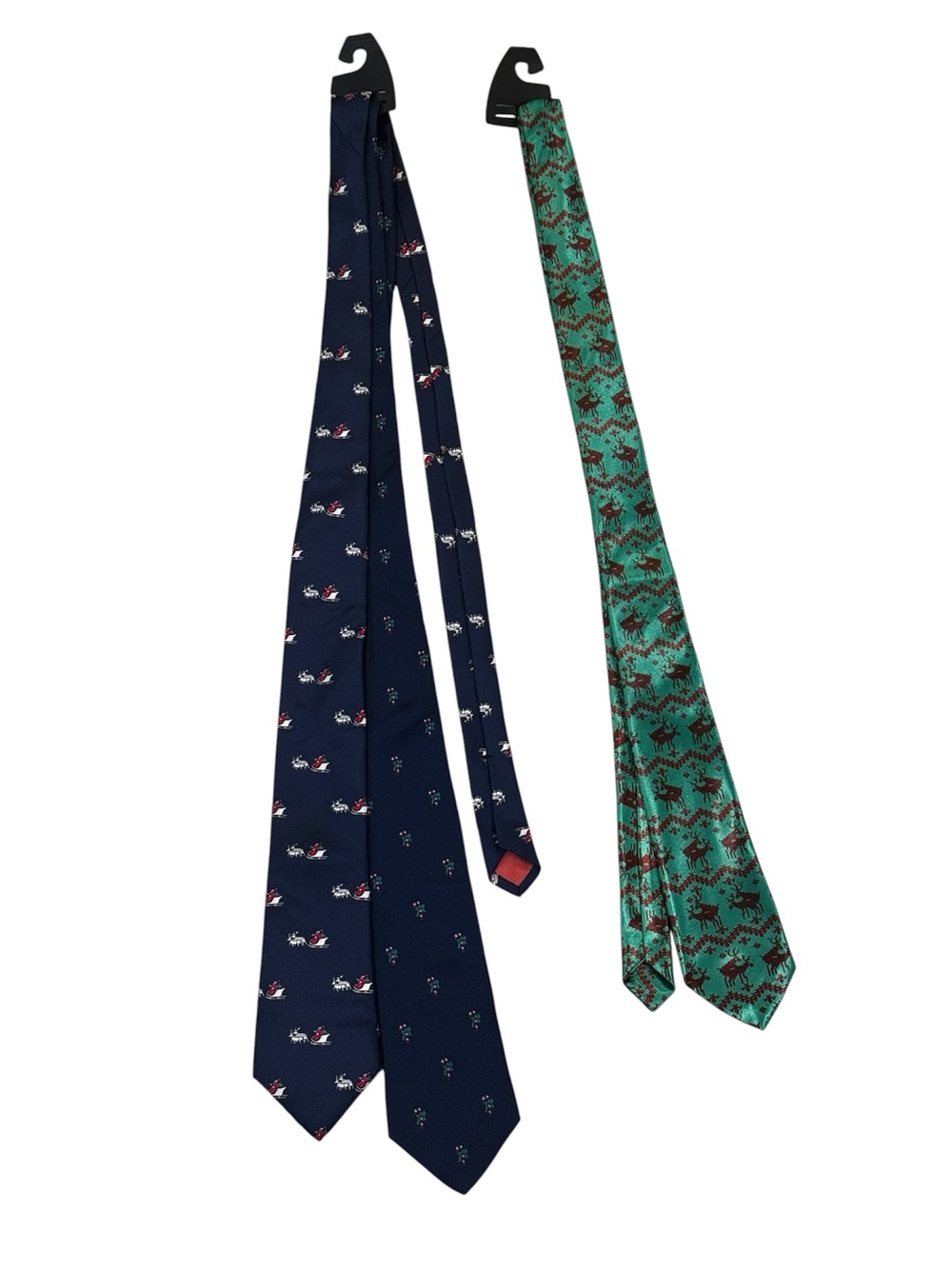 NWOT 3 men's Christmas neckties, blue red & green, Mervyn's & John Henry.